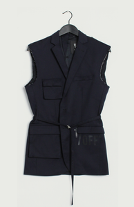 Blazer Sleeveless Belt Pockets 01