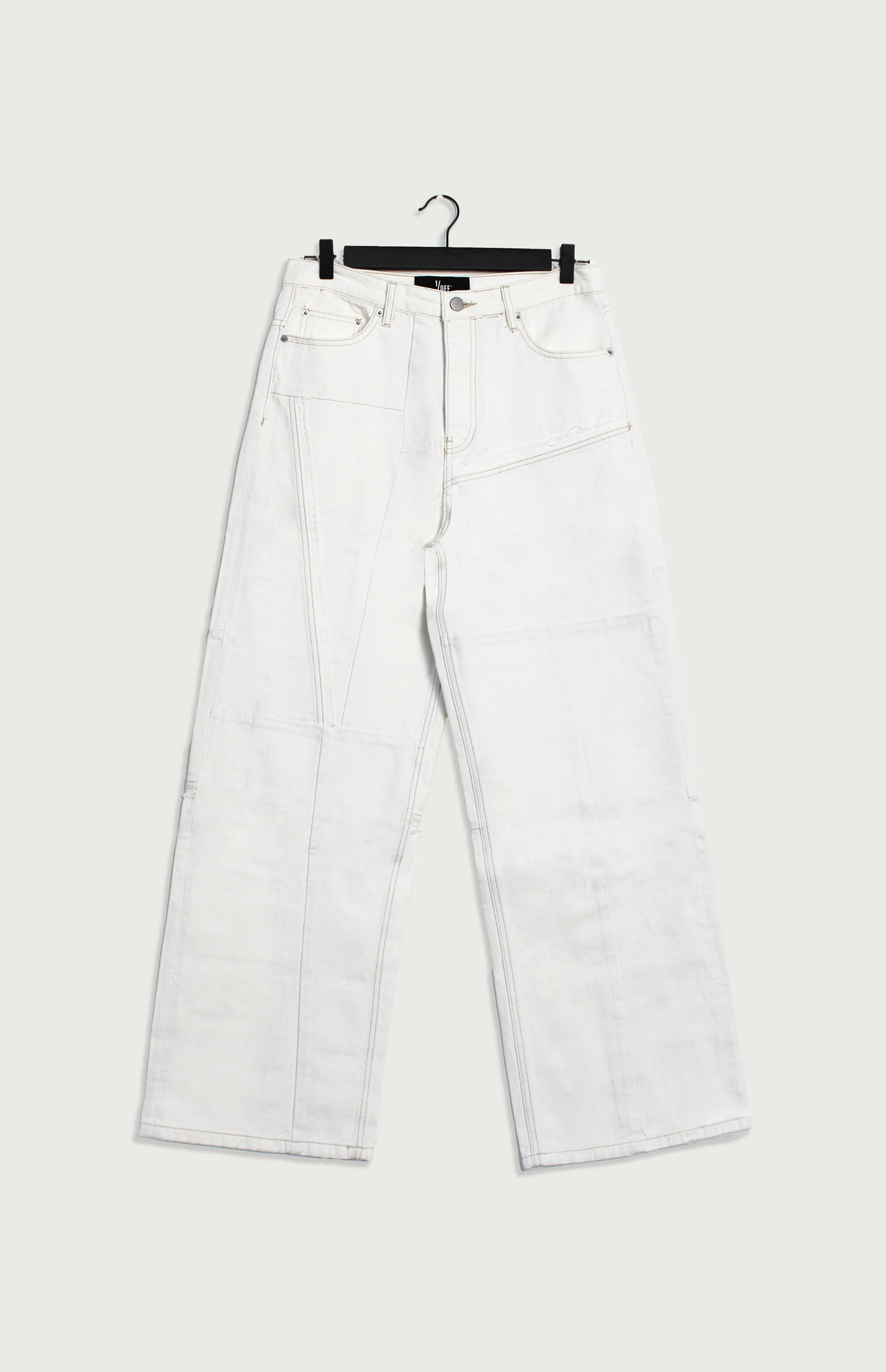 Jeans Baggy Patchwork White