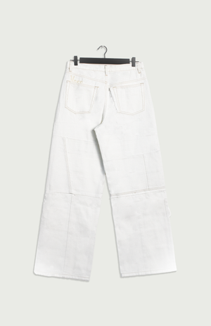 Jeans Baggy Patchwork White