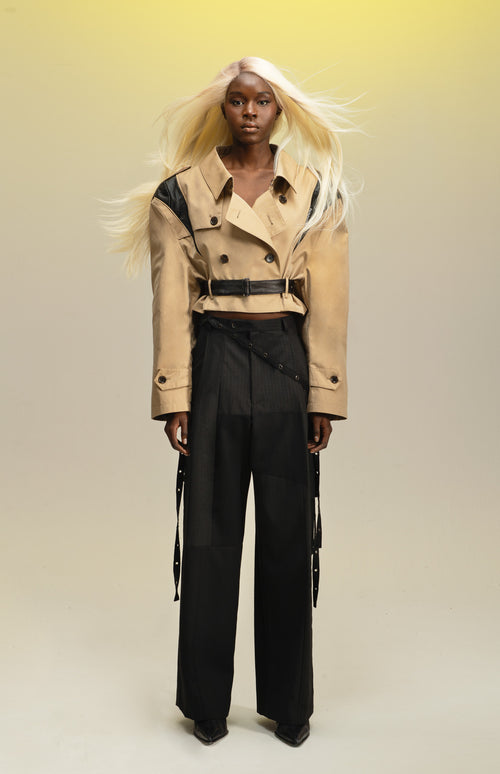 1OFF-Paris-Mirage-Trench-Cropped-Leather-01-GOOGLE1 (model, front)