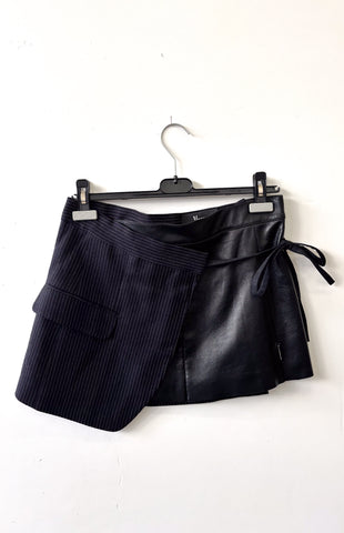 Skirt Mini Suiting X Leather